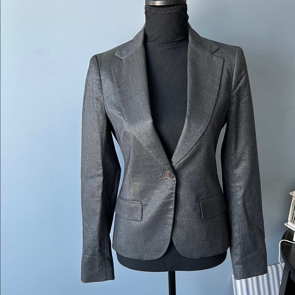 Theory Gray Silvery Thread Metallic Blazer